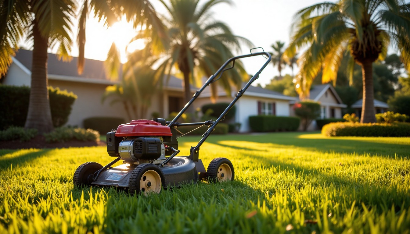 Landscaping professional equipment ready for lawn service in Central Florida