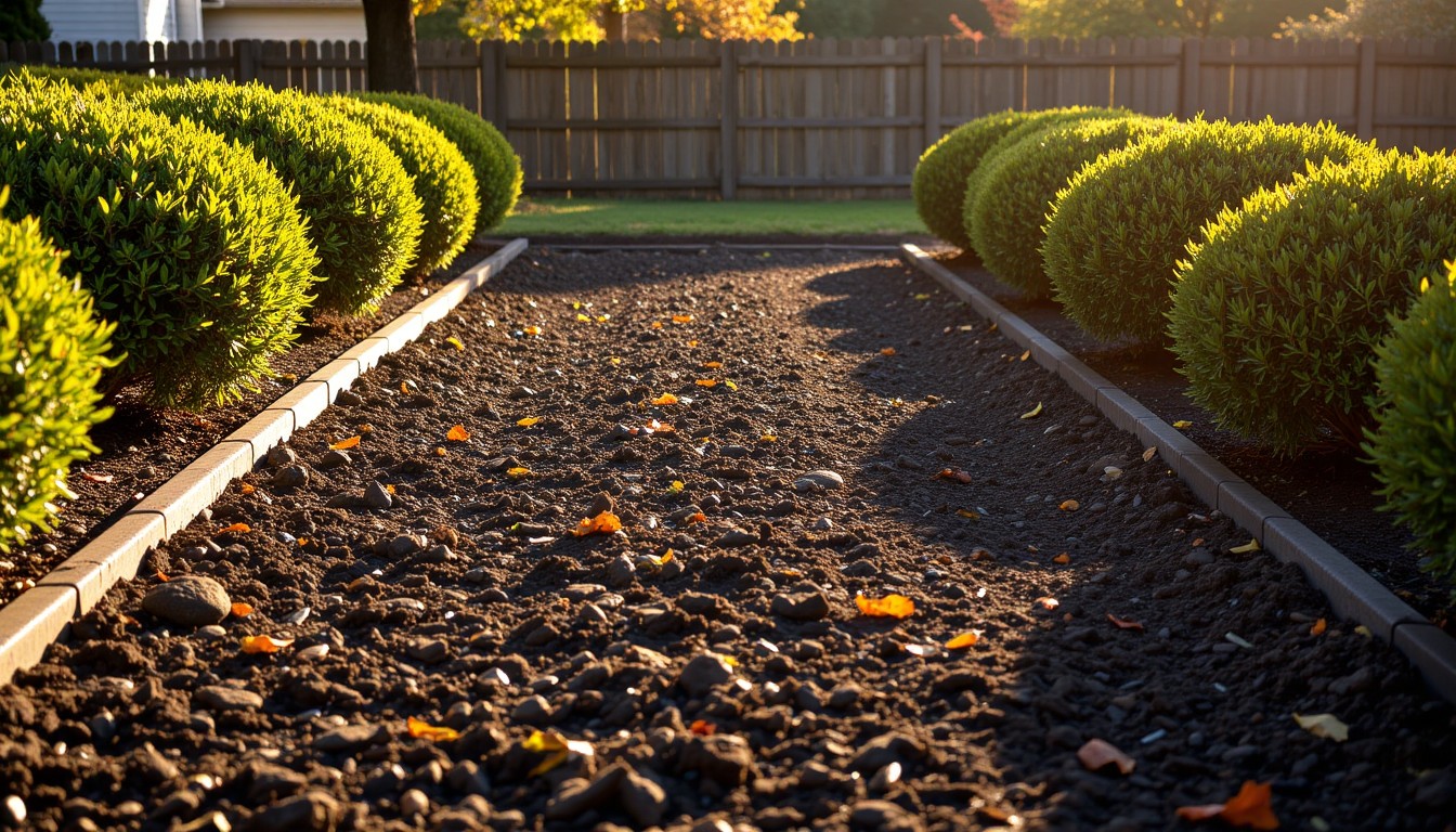 Fresh mulch bed with clean edging and trimmed shrubs