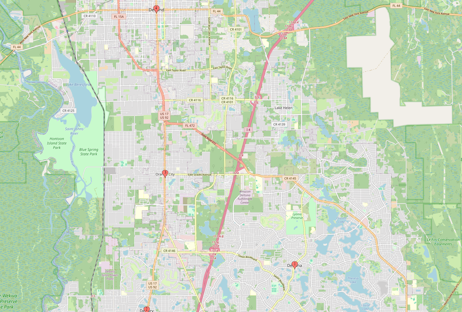 Map showing Central Florida service area coverage