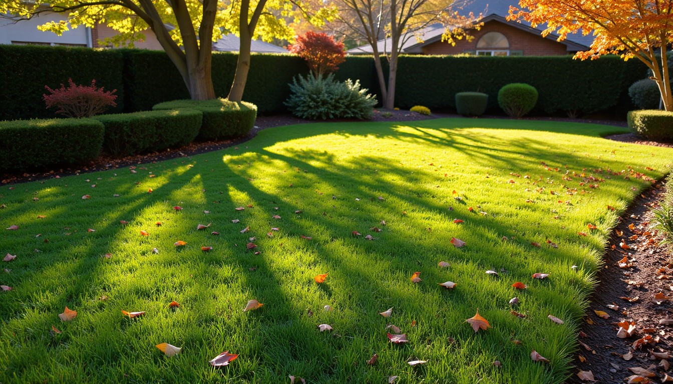 Yard cleanup with leaves and debris cleared and lawn area looking tidy