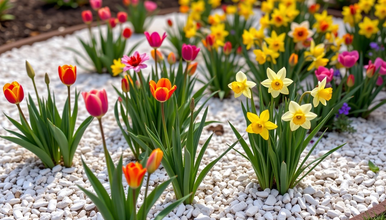 Fresh planting in a landscape bed with new flowers and clean mulch